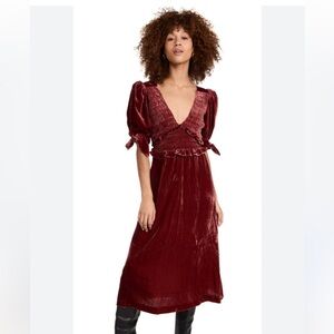 Sea New York Mayde open-back smocked velvet midi dress